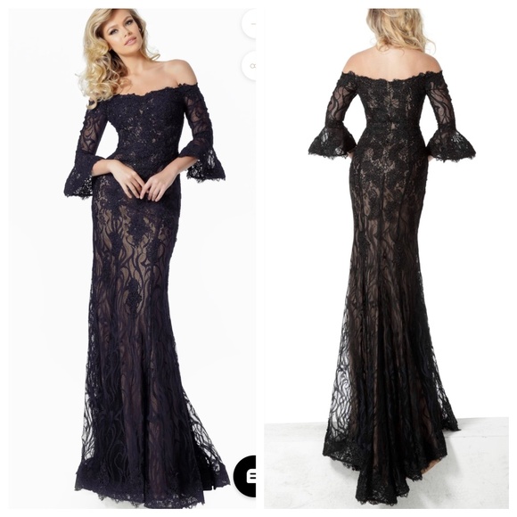 NWT Jovani Navy Nude Beaded Gown size 12 - Picture 1 of 6